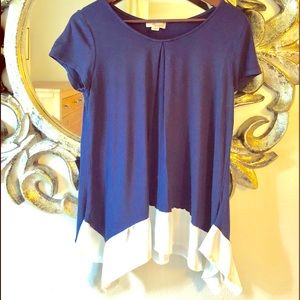 Blue /white frill swing top